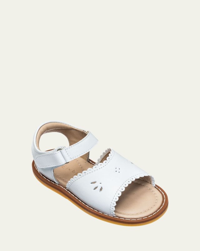 Girls' Classic Leather Scalloped Sandal, Toddler/Kids